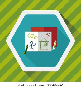 crayons flat icon with long shadow,eps10