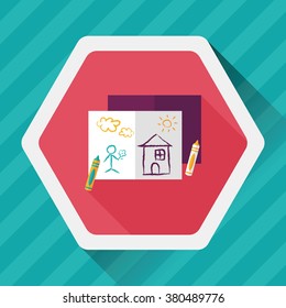 crayons flat icon with long shadow,eps10