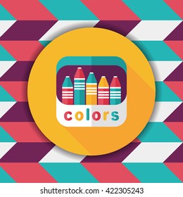 crayons flat icon with long shadow,eps10