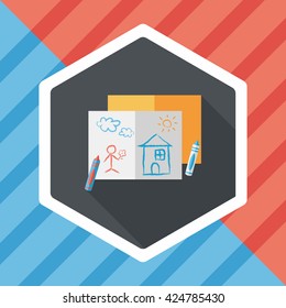crayons flat icon with long shadow,eps10