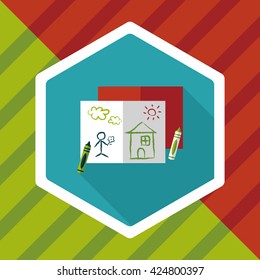 crayons flat icon with long shadow,eps10