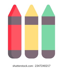 Crayons in flat icon. Pencil,  draw, stationery, education