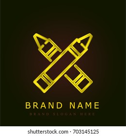 Crayons golden metallic logo