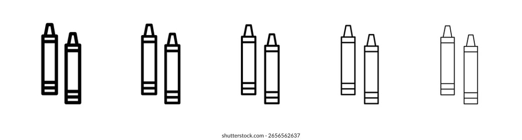 Icono de crayones signo de Vector blanco y negro