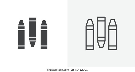 Ícone de giz de cera plano e design de conjunto simples