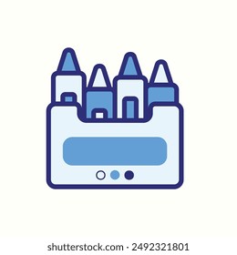 crayons icon, isolated blue icon theme back to school