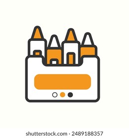 crayones icono, aislado glifo icono tema volver a la escuela