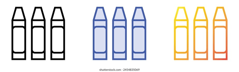 crayons icon. Linear, Blue Fill and Gradient Style Design Isolated On White Background