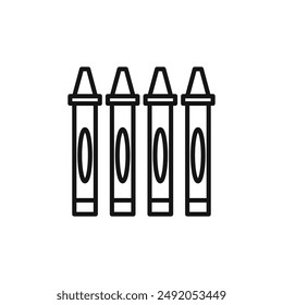 Crayons icon outline collection in black and on white background