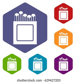 Crayons icons set hexagon isolated vector illustration