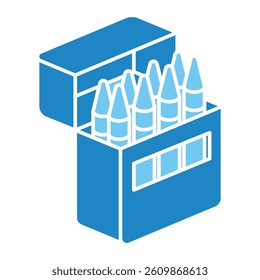 Crayons isometric 3D dual tone icon, mini illustration. use for modern concept, print, UI, UX kit, web and app development. Vector EPS 10, related to learning and education, science