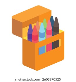 Crayons isometric 3D icon, mini illustration. use for modern concept, print, UI, UX kit, web and app development. Vector EPS 10, related to learning and education, science
