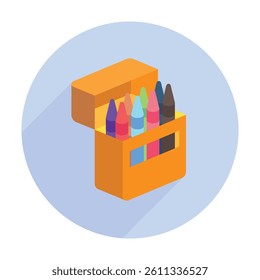 Crayons isometric 3D icon, mini illustration. use for modern concept, print, UI, UX kit, web and app development. Vector EPS 10, related to learning and education, science