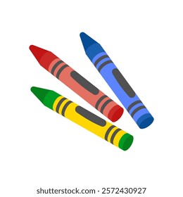 Crayons, Kindergarten Isolated Vector Illustration
