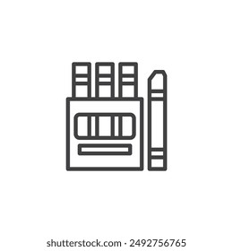 Crayons line icon. linear style sign for mobile concept and web design. Box of crayons outline vector icon. Symbol, logo illustration. Vector graphics