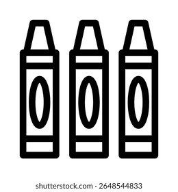 Crayons line icon.School supplies. Simple vector symbol used for school, travel, or education themes. Clean linear design, editable stroke, isolated on white.