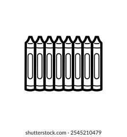Crayons outline On white background