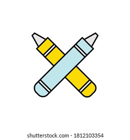 crayons or pen, draw icon. Element of education illustration. Signs and symbols can be used for web, logo, mobile app, UI, UX on white background