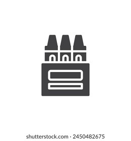 Crayons pencils vector icon. filled flat sign for mobile concept and web design. Crayons box glyph icon. Symbol, logo illustration. Vector graphics