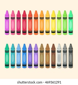 Crayons Set Colorful Back to School Supplies Vector Illustration