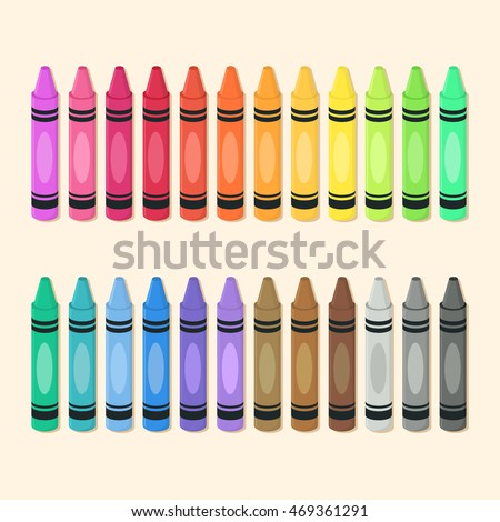 Crayons Set Colorful Back to School Supplies Vector Illustration