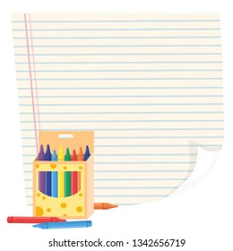 crayons and a sheet of paper form