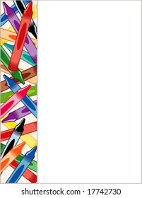 Crayons Side Frame, copy space for announcements, posters, stationery, scrapbooks, fliers back to school, home and office projects, multi color.. EPS8 compatible.