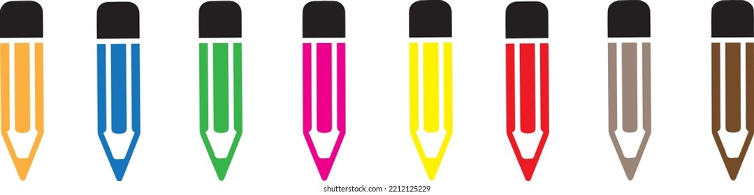 Crayones pequeña colección de lápices de colores ordenados vagamente - vector aislado sobre fondo blanco.
