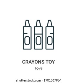 Crayons toy outline vector icon. Thin line black crayons toy icon, flat vector simple element illustration from editable toys concept isolated stroke on white background