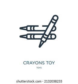 crayons toy thin line icon. child, baby linear icons from toys concept isolated outline sign. Vector illustration symbol element for web design and apps.