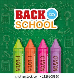 crayons utensils and school supplies background vector illustration