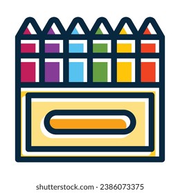 Crayons Vector Thick Line Filled Dark Colors Icons For Personal And Commercial Use.
