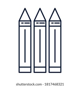 crayons, wax pencils, line style icons vector illustration design