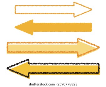 Crayon-stitched yellow arrow illustrations, set of left and right directions