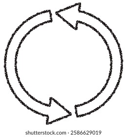 Crayon-style rotating curved arrows, black lines