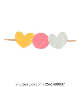 Crayon-Style Vector Illustration of Love Pierced with Thread – Perfect for Valentine's Day