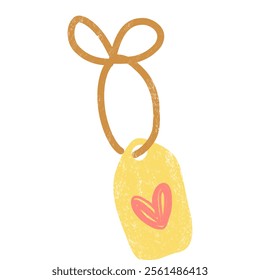 Crayon-Style Vector Illustration of Love Tag or Hangtag for Valentine's Day