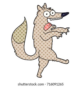 crazed cartoon wolf