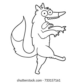 crazed cartoon wolf