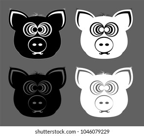 Crazed pig's head for design and info graphic