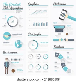 The craziest flat infographics and modern business elements. Use these graphic elements in websites, presentations, brochures, mobile designs, advertisings etc. Lots of creative data visualizations.