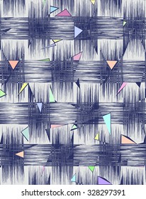 Crazy abstract background, modern art, uneven overlapping strokes with falling triangles