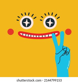 Crazy Abstract comic character element and face. Bright colors Cartoon style. Vector Illustration