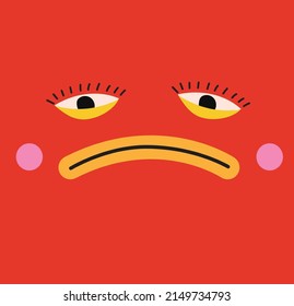 Crazy Abstract comic character face. Bright colors Cartoon style. Vector Illustration