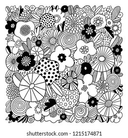 Crazy abstract floral background, vector illustration