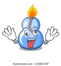 Crazy alcohol burner mascot cartoon