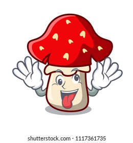 Crazy amanita mushroom mascot cartoon