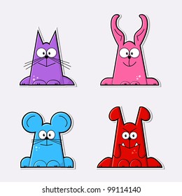 Crazy animals. Isolated