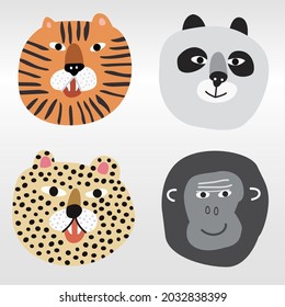 crazy animals, vector animal characters 