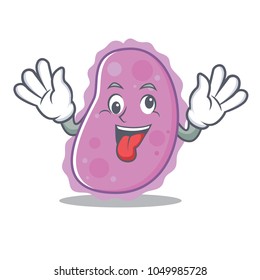 Crazy bacteria mascot cartoon style
